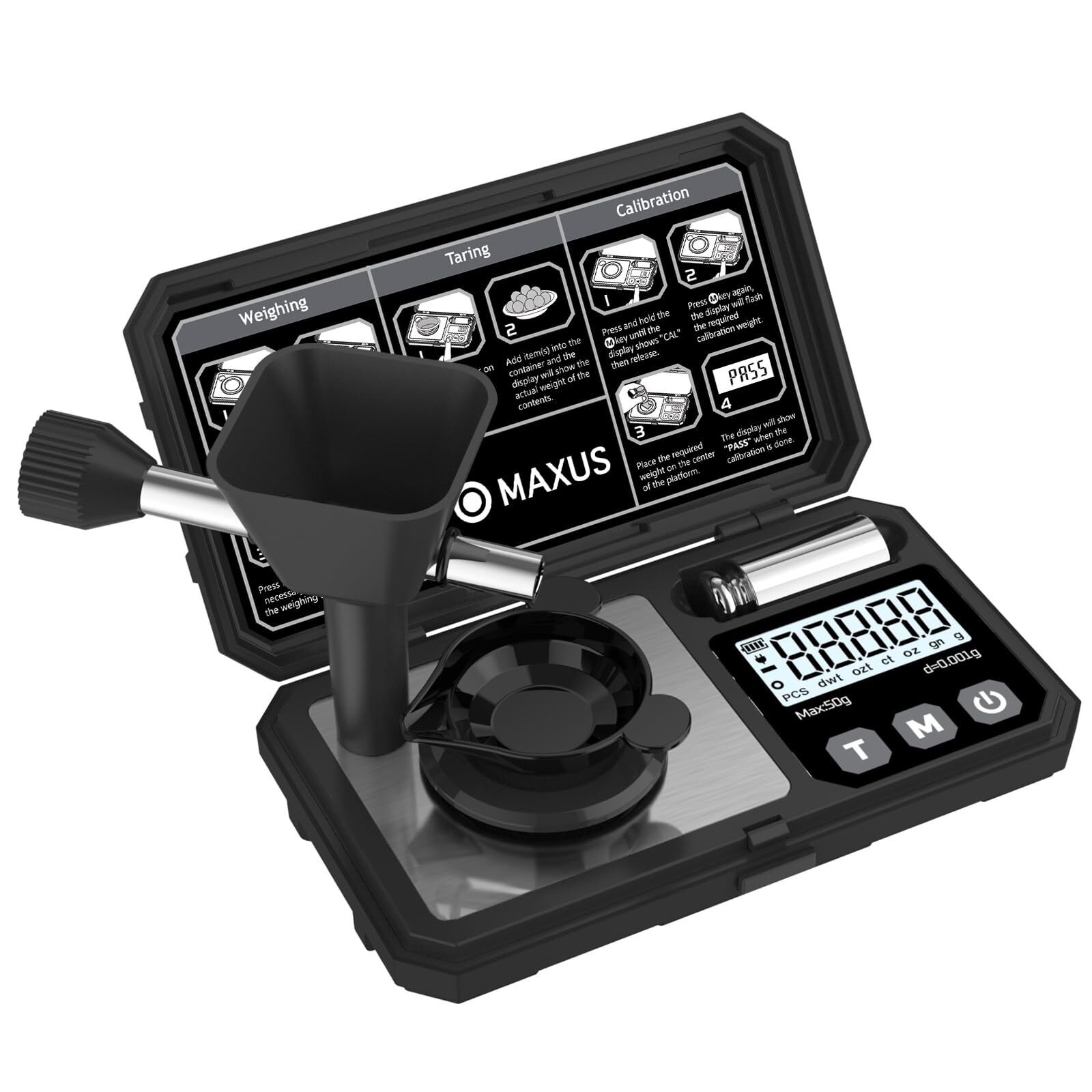 Digital Milligram Scale 50g/0.001g with Calibration Weight, Reloading Scale w…