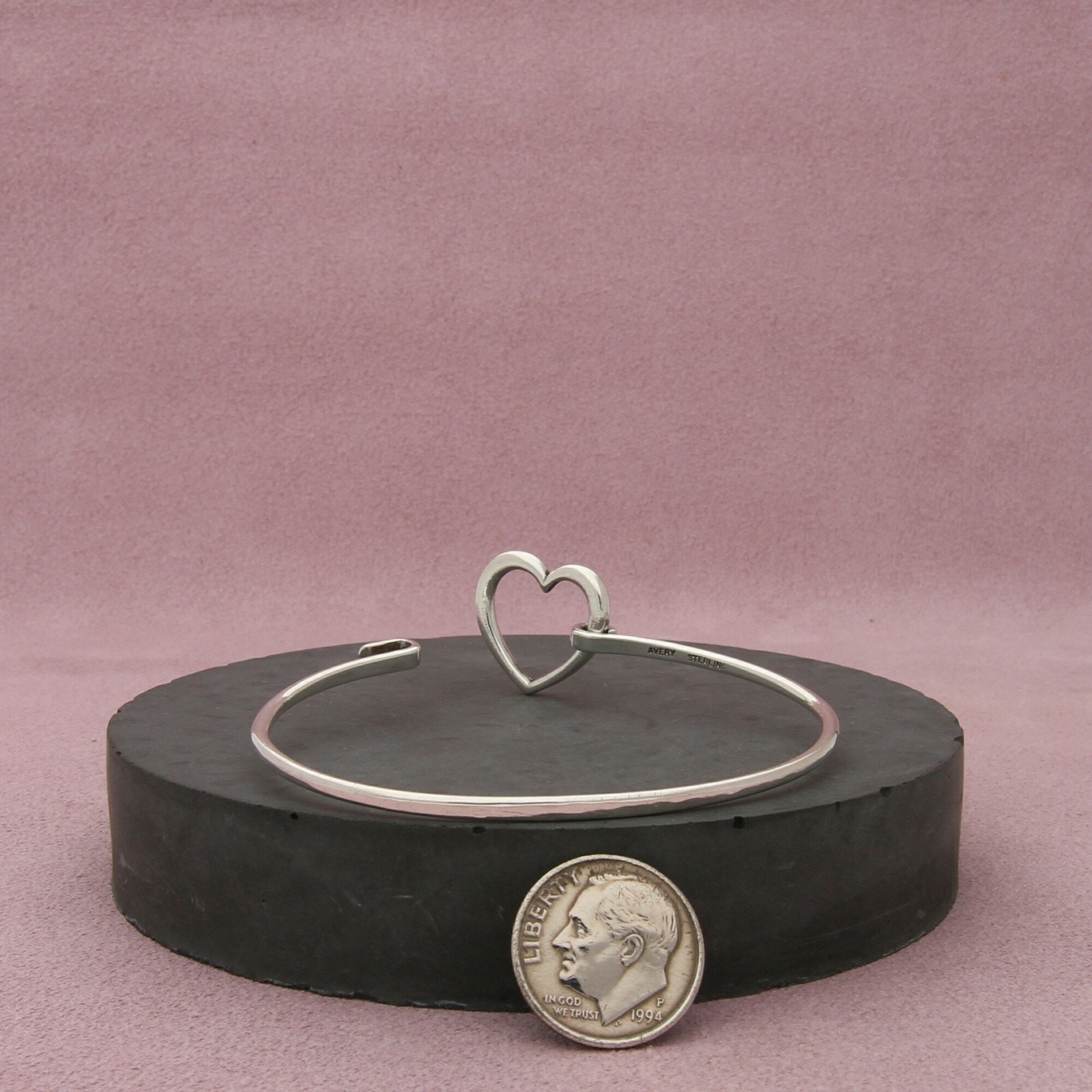james avery sterling silver retired heart hook-on bracelet size 6.25in