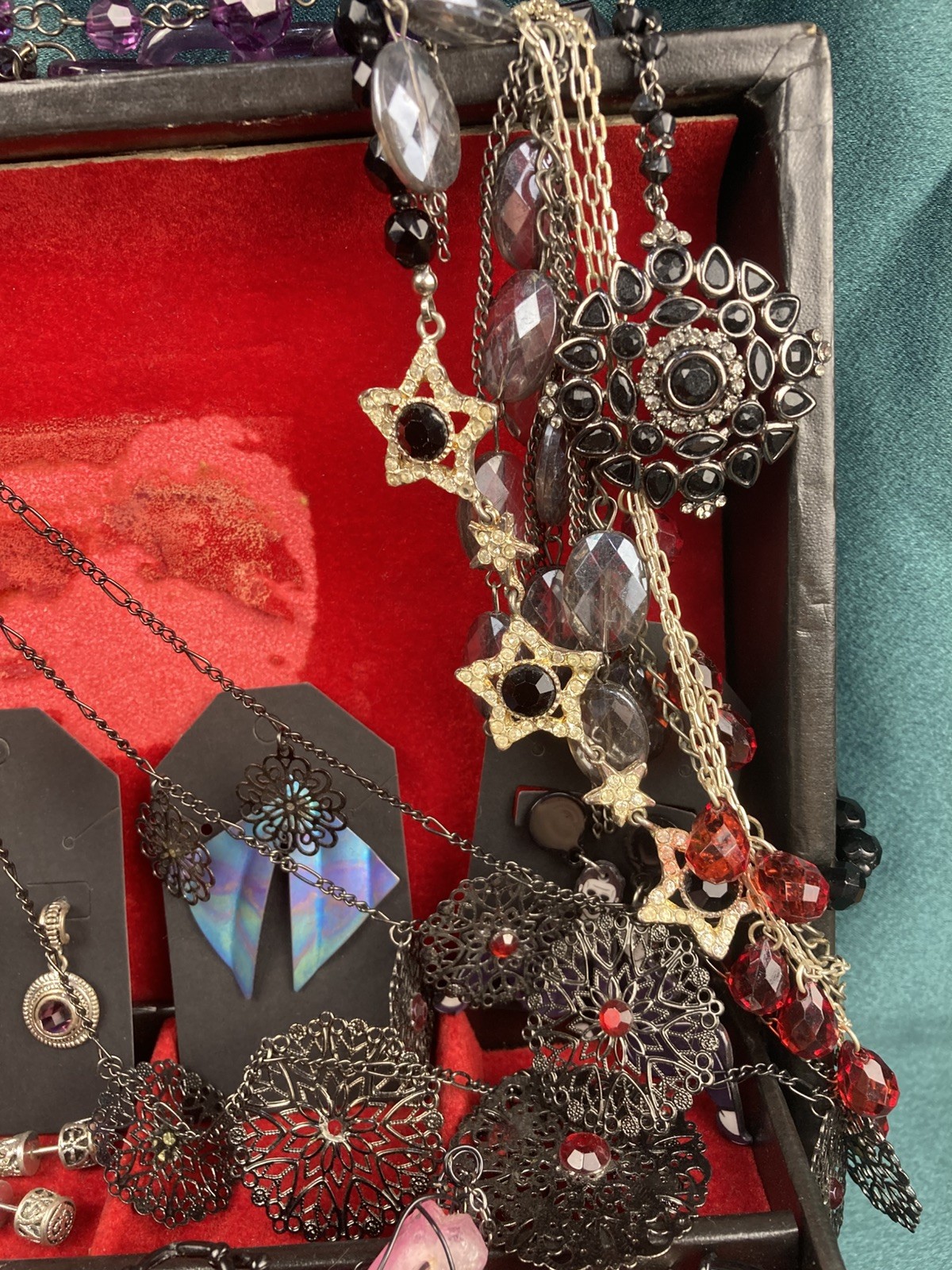 50Lot Gothic Inspired Costume Jewelry Romance Goth Earring Emo & Jewelry Box