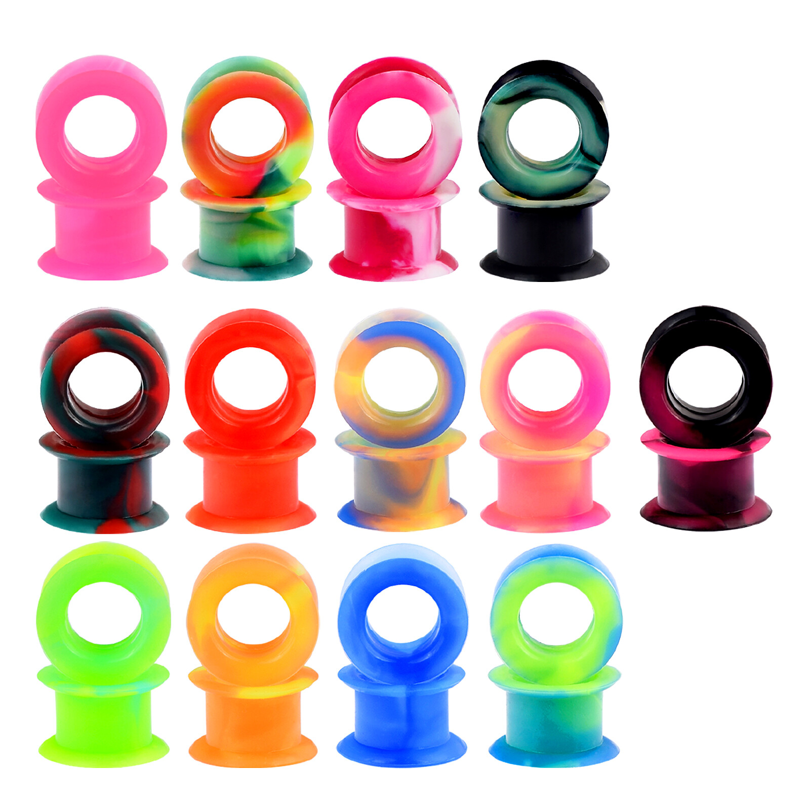 PAIR of Thick Silicone Ear Gauges Camouflage Flesh Tunnels Ear Expander Plugs