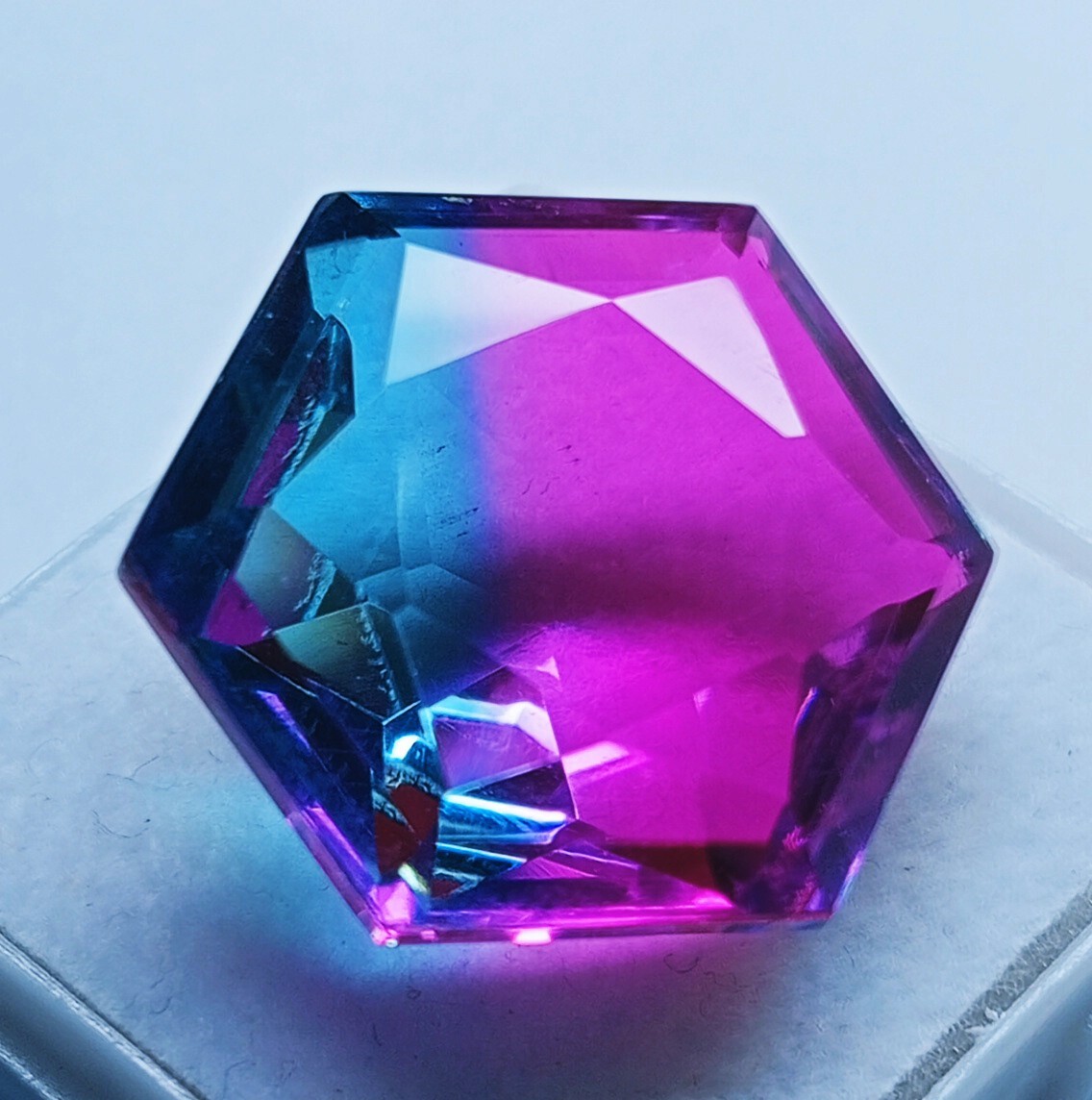 EGL Certified 23.50 Ct Natural Tourmaline Bi-Color Hexagon Fancy Gemstone AAA