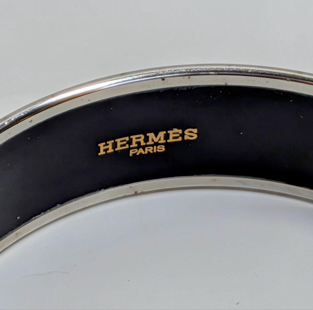 HERMES Emaiyu Cloisonné GM Orange Logo Carriage Bangle