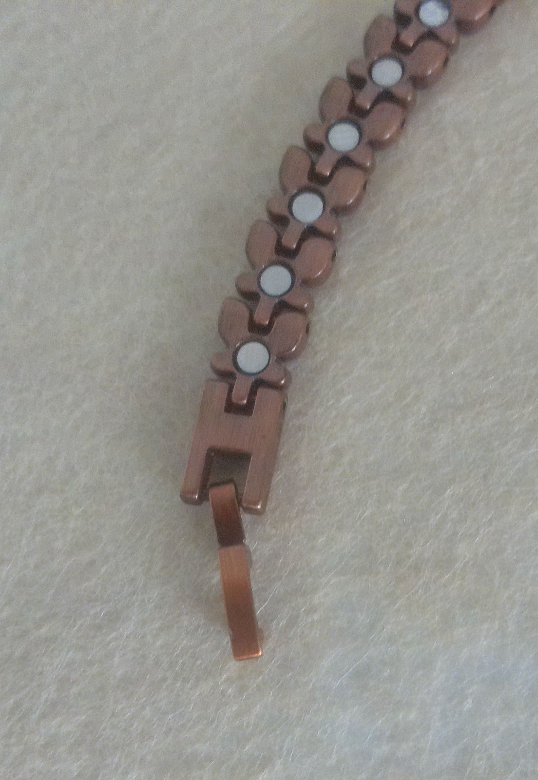 New Copper Toned Petal Link 8″ Bracelet with Fold Over Clasp All Occasions