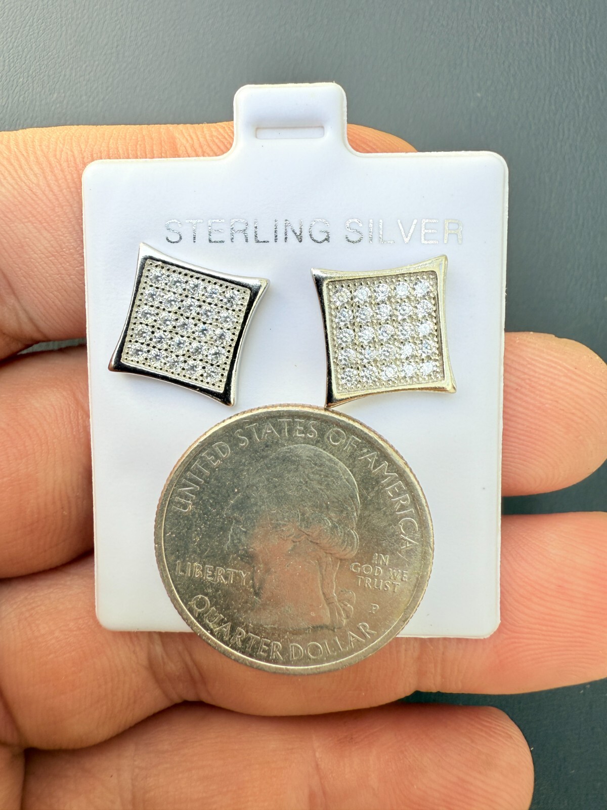 Real 925 Sterling Silver Kite Earrings Iced CZ Screwbacks 11mm – WHOLESALE DEAL