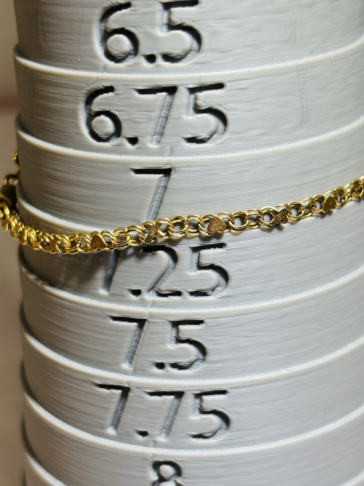 10k Solid Gold X’s And Hearts XOXO Love Bracelet/Anklet 7 Inches Double Link
