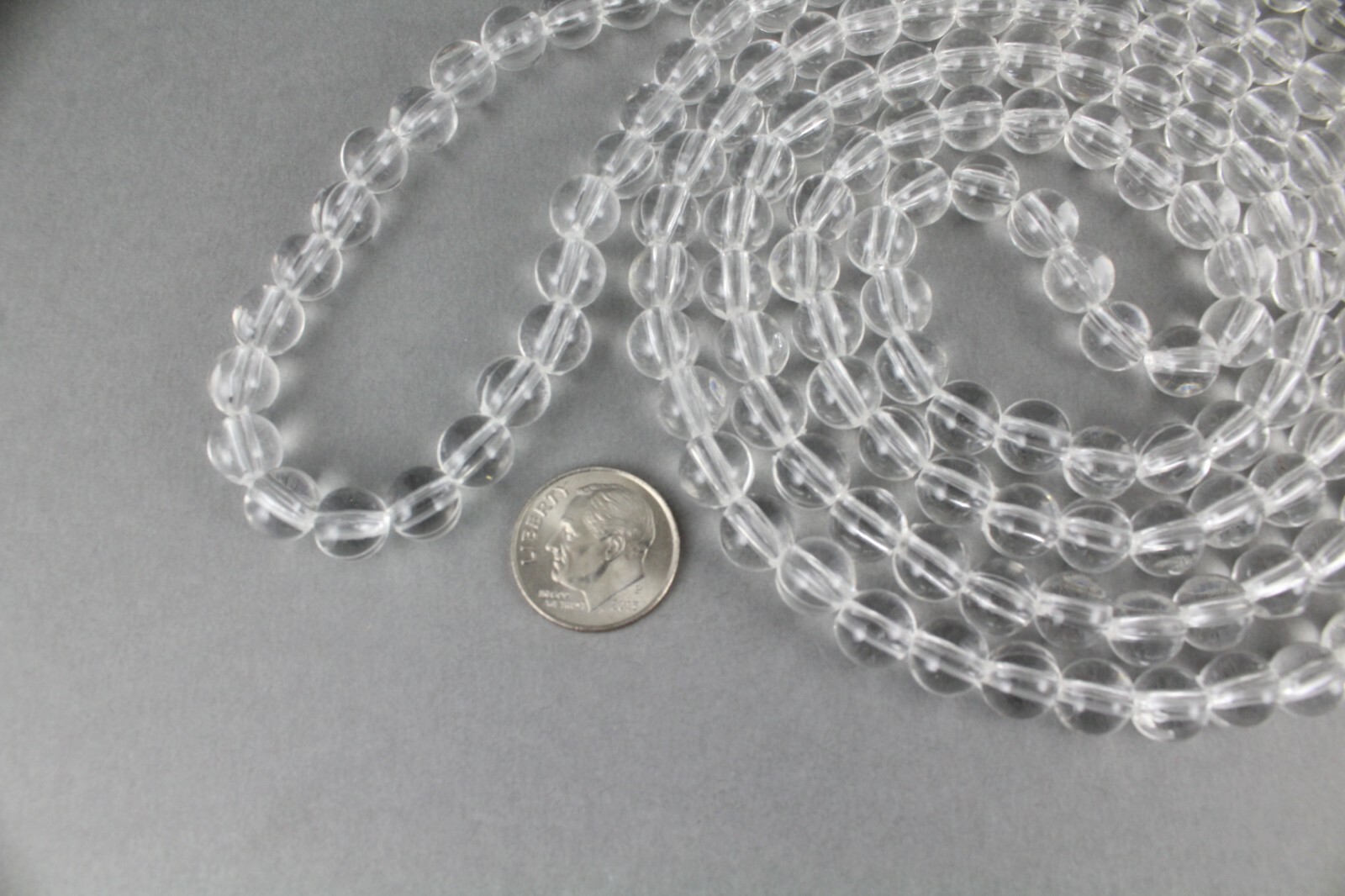 Clear bead long necklace extra long 44″ necklace beaded wrap double look wrapped