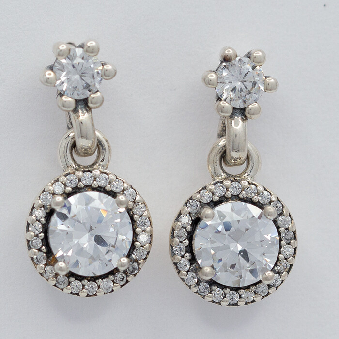 New Authentic Pandora Earrings Classic Elegance Sterling Silver 290594CZ