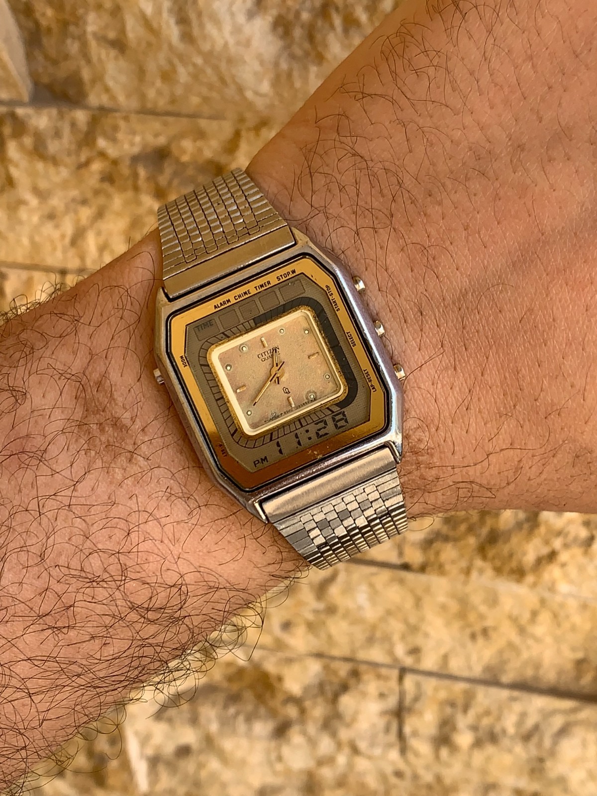1981 Vintage Citizen Ana-Digi Alarm Chime Timer 4-082320 Watch Boxed 31mm Japan