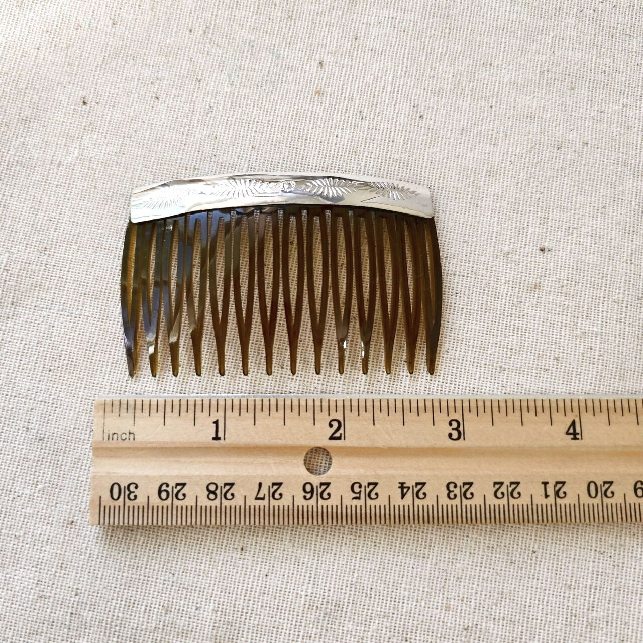 Pair of Native American Navajo Shiny Patterned Sterling Silver 2.75″ Hair Combs