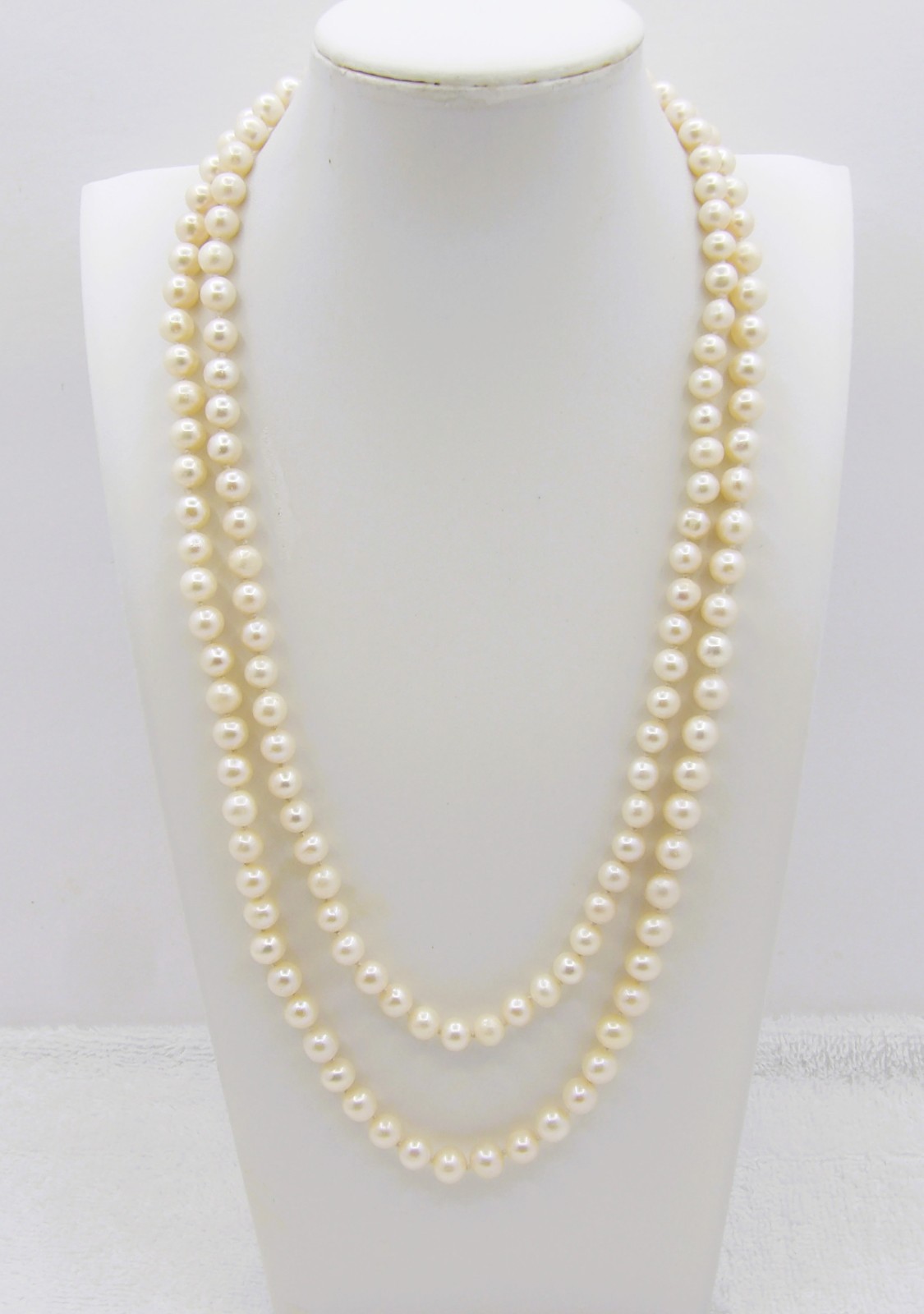 45 inches long white potato Cultured Freshwater Pearl Necklace Knotted NK802B