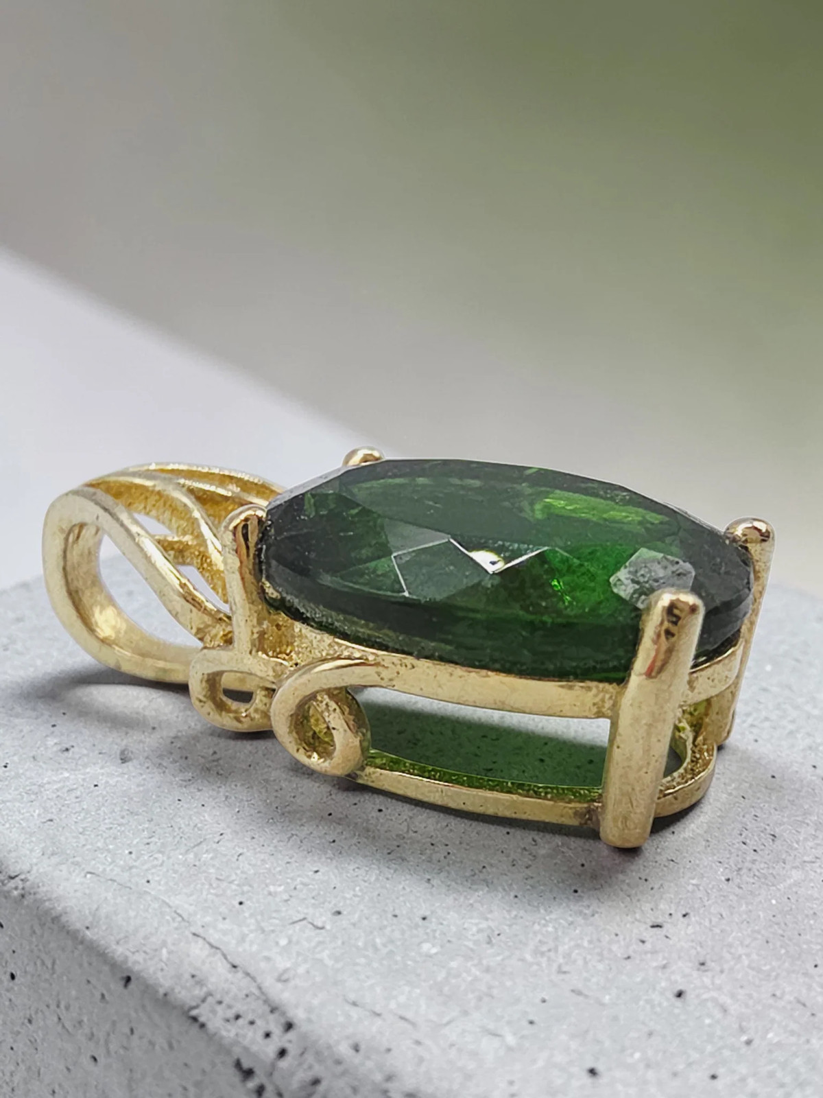 Fuzion Creations Gold Vermeil over 925 Sterling Silver Emerald Necklace Pendant