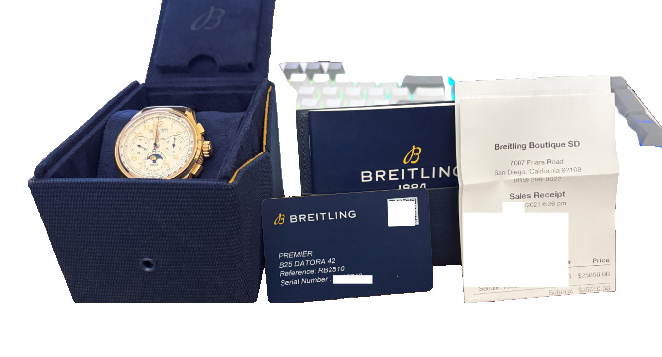 Breitling Premier B25 Datora 42 – 18k Rose Gold | One Owner, Worn 12 Times