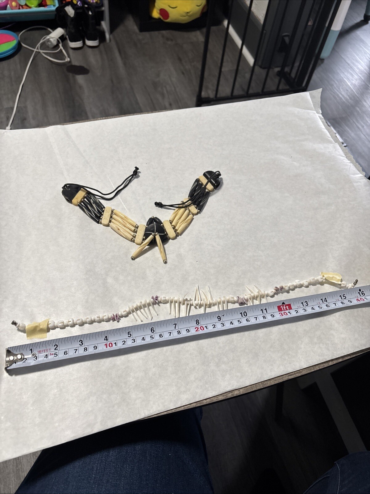 2 Beautiful Necklaces, Puka Shell Spiked & Black & Cream Hairpipe Buffalo Bone