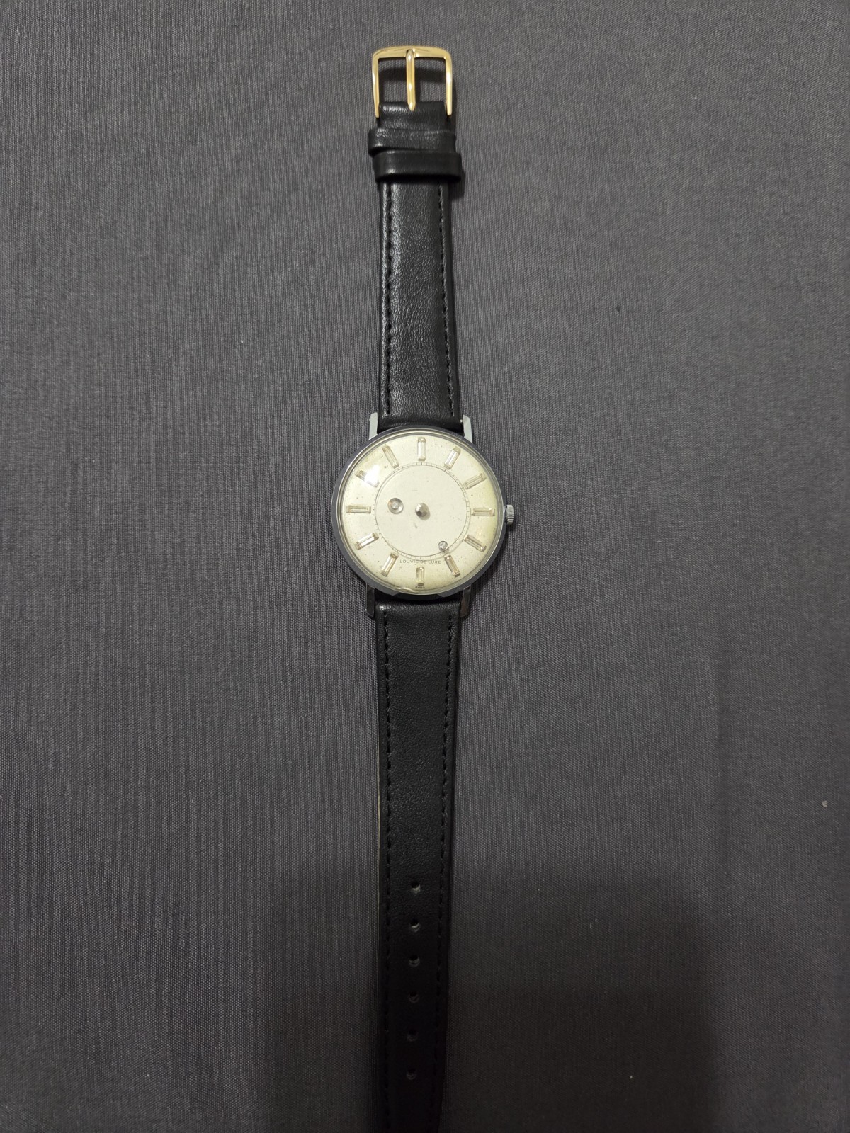 Rare 1960s Louvic De Luxe Mystery Dial 17 Jewels Swiss Mechanical Watch RUNNING