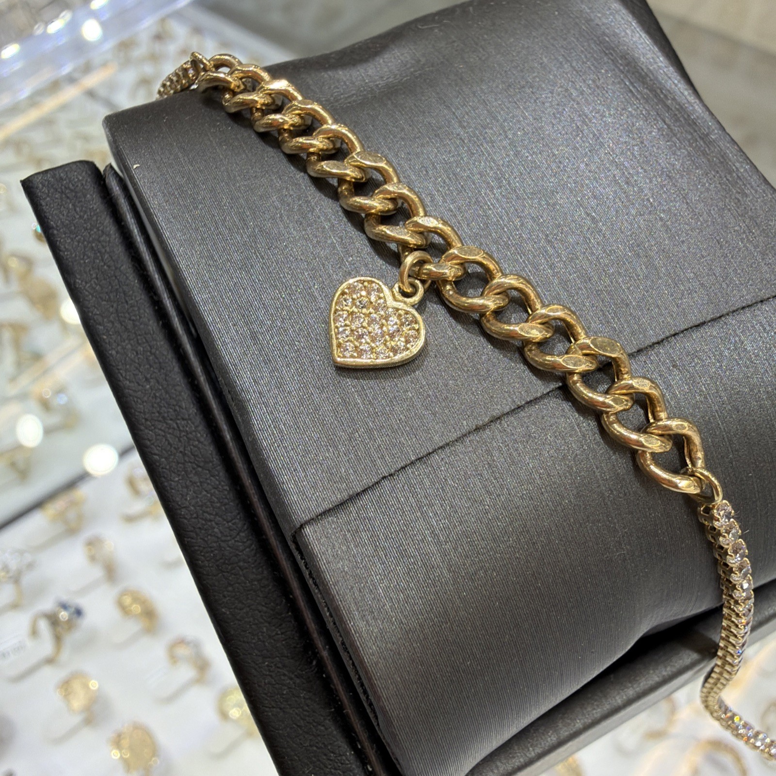 14 K Real Yellow Gold Anklets With Cubic Zirconia 10 Inches