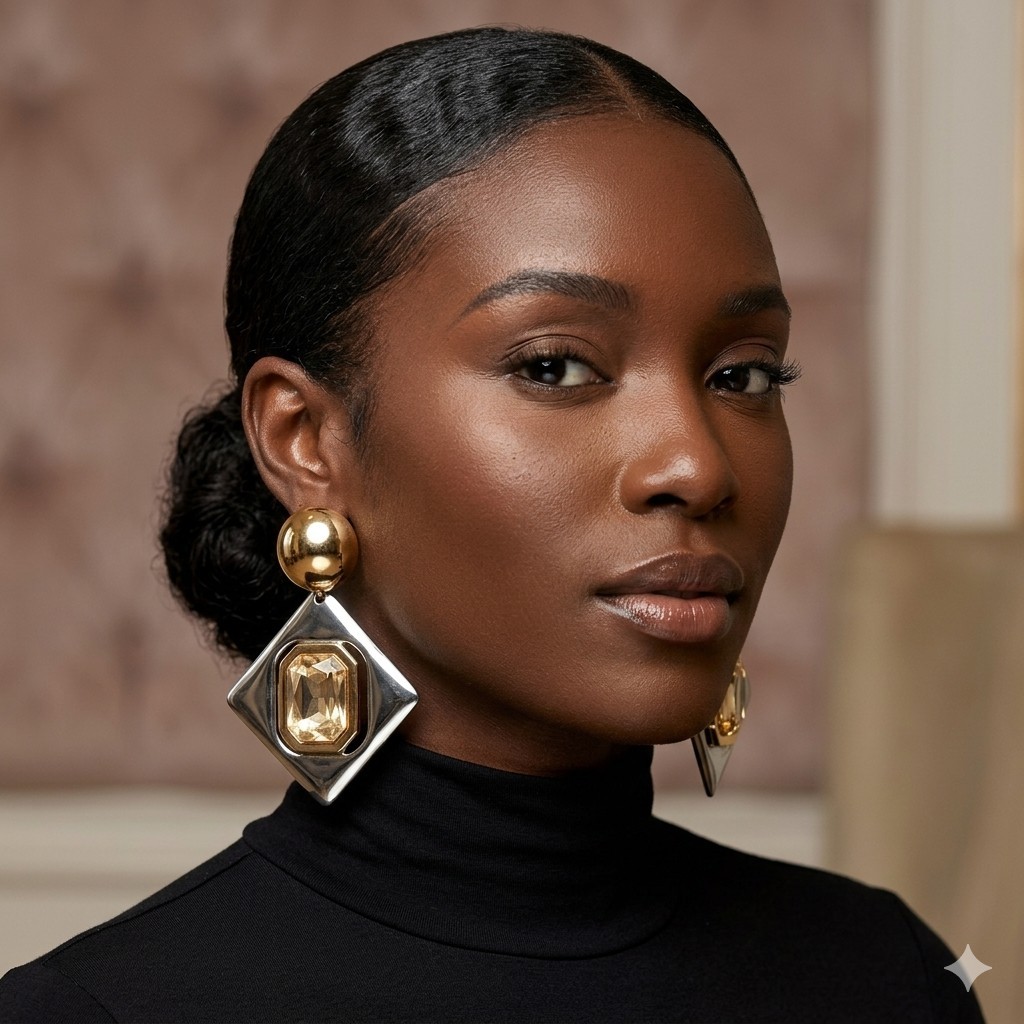 Elegant Bold Geometric Statement Earrings Golden Dangle Statement Piece