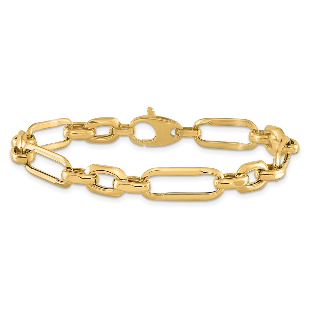 14k Yellow Gold Polished 7.8mm Fancy Figaro Link Charm Bracelet For Her 7.5″