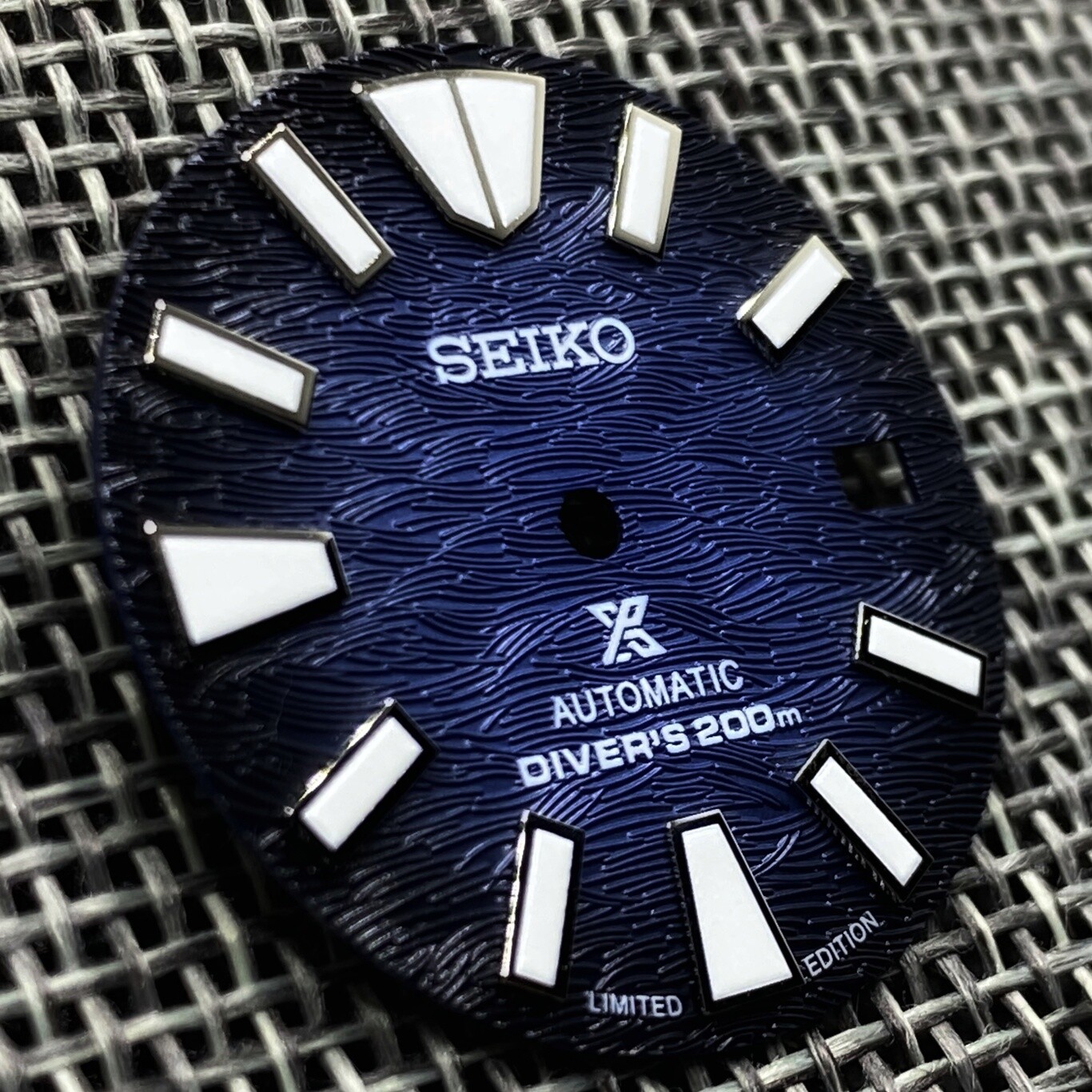 New SAVE THE OCEAN DEEP BLUE SAMURAI DIAL DATE FOR SEIKO NH35 NH36 SKX007 w/Ring