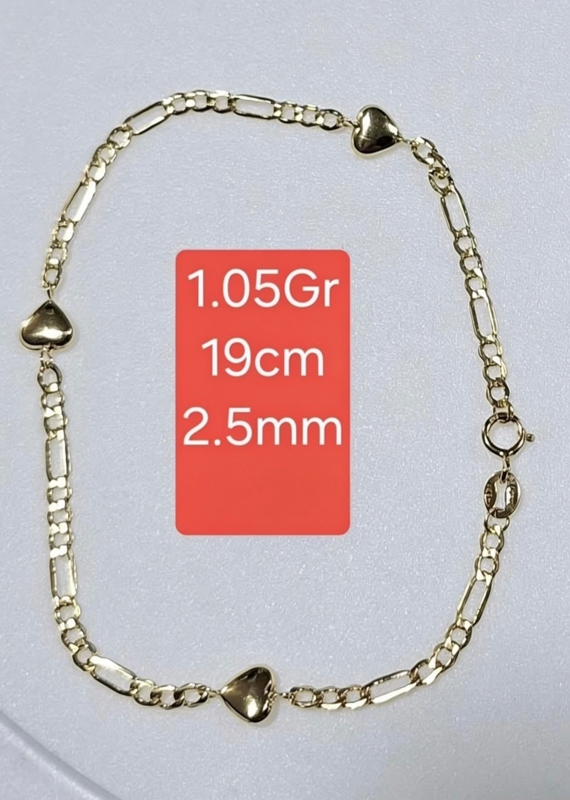 10K Yellow Gold Heart Bracelet – Slightly Used – Excellent Condition