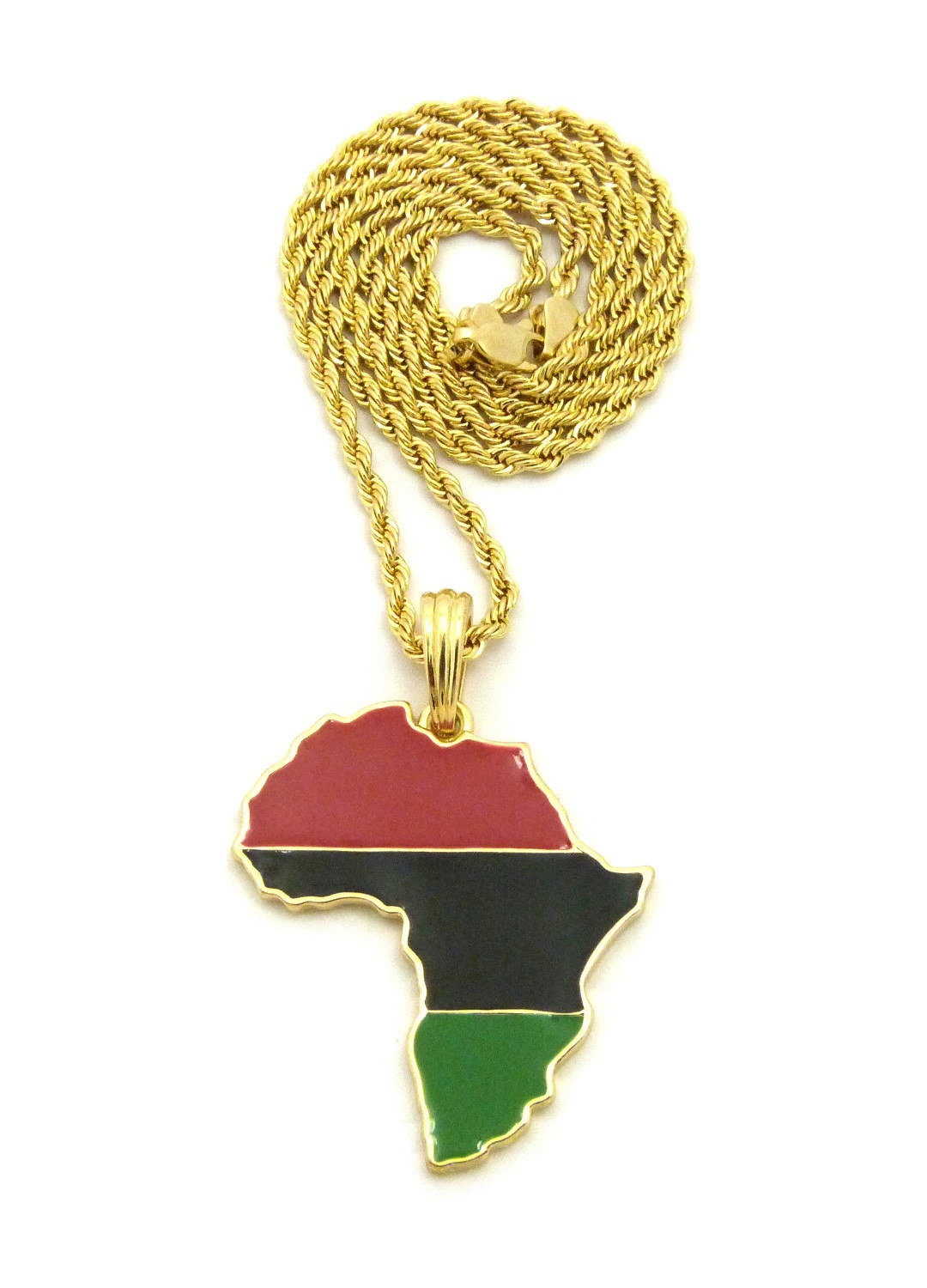 Traditional Africa Map Red,Black,Green Pendant 24″ Various Chain Necklace XTP65