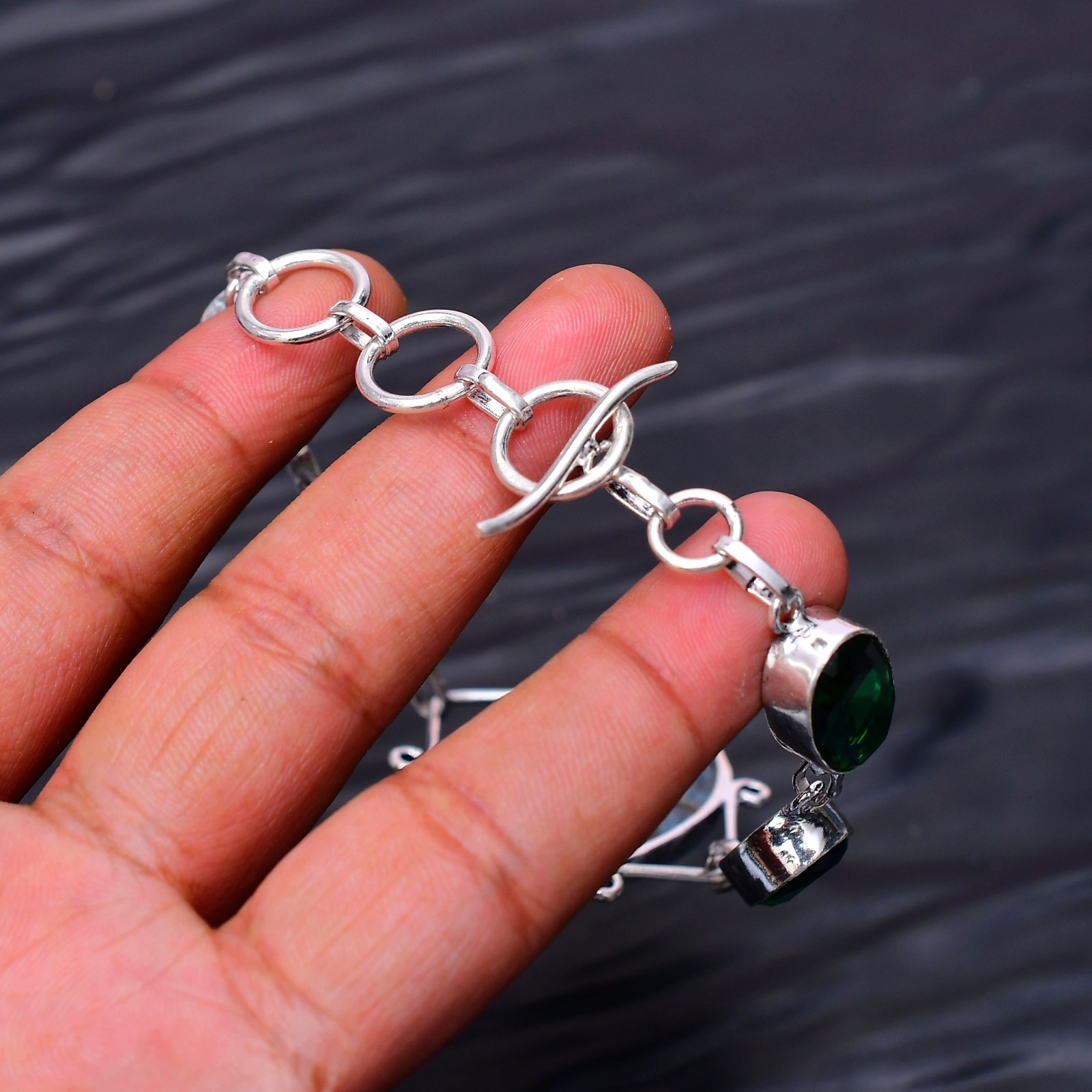 Copper Neon Apatite Gemstone 925 Sterling Silver Bracelet Jewellery 7-8″