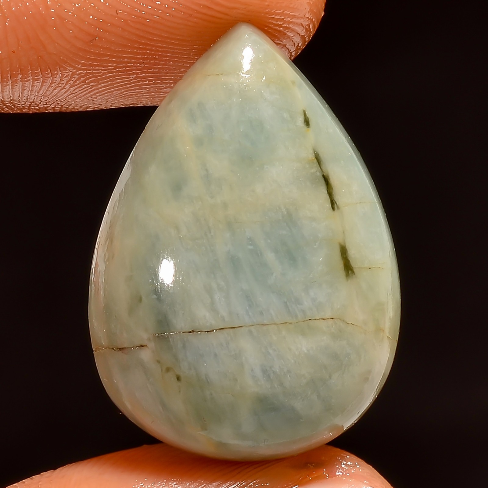 100% Natural Aquamarine Pear Shape Cabochon Gemstone 28.5 Ct 26X18X8 mm EE-53459