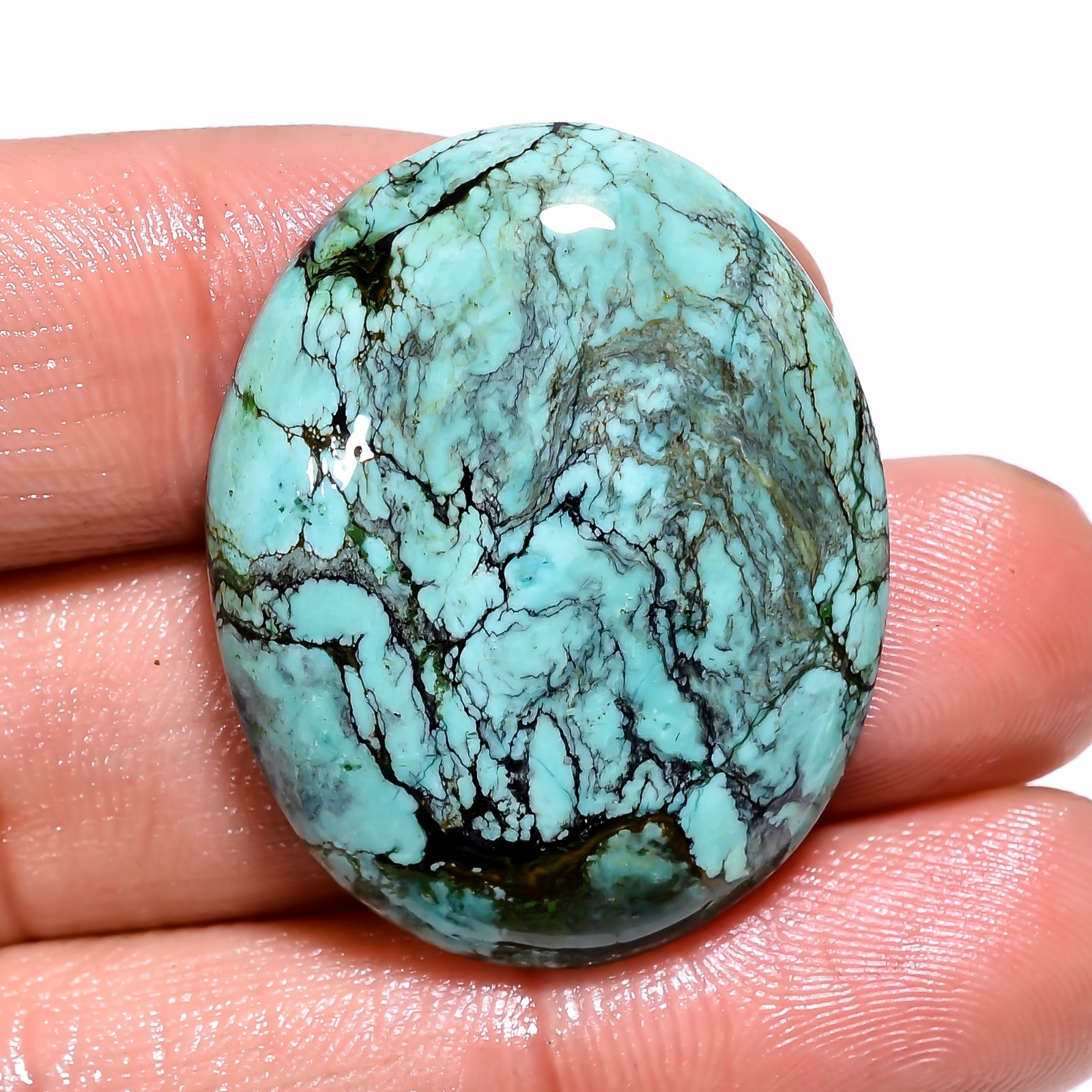 34.15 CT A+ 100% Natural TIBET TURQUOISE Oval Shape Cabochon 26X33X6mm Gemstone