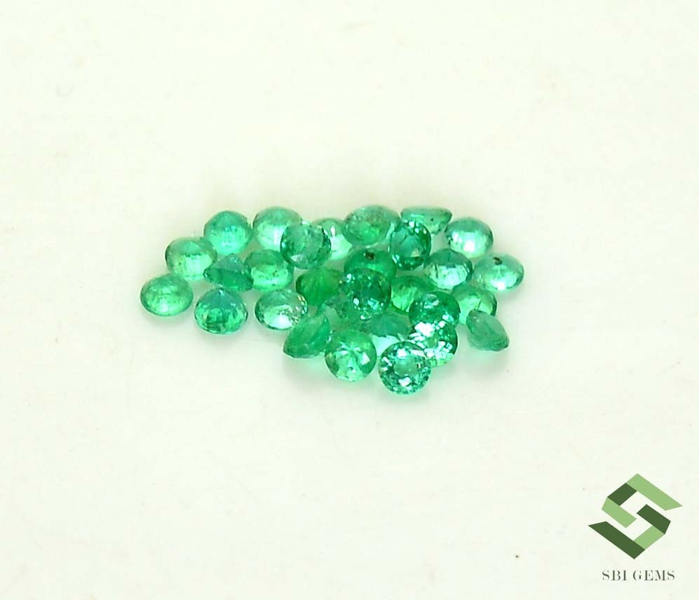 2.50 mm Natural Emerald Round Cut Lot 16 Pcs 1.01 CTS Zambian Loose Gemstones
