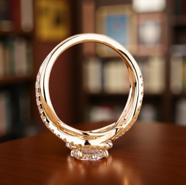 Round Moissanite Twisted Halo Engagement Ring Handmade Bridal Ring