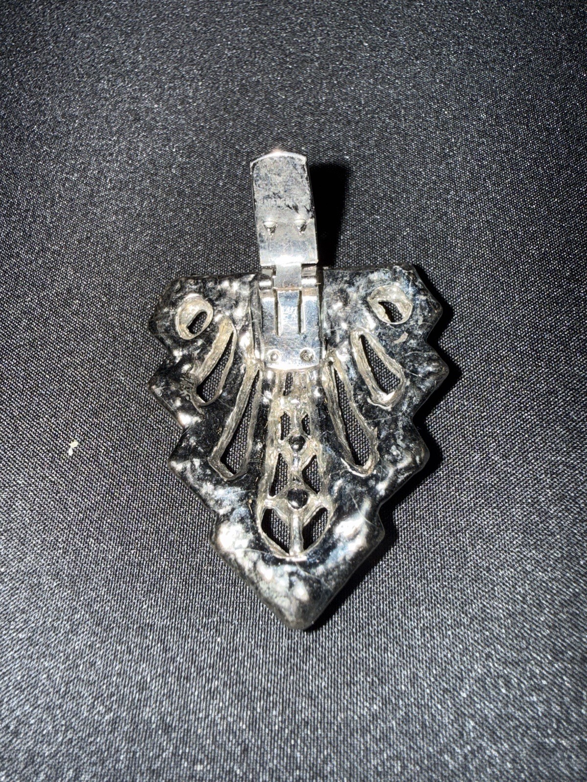 Vintage Art Deco Silver Tone Dress Clip w/ Clear Simulated Round Rhinestones