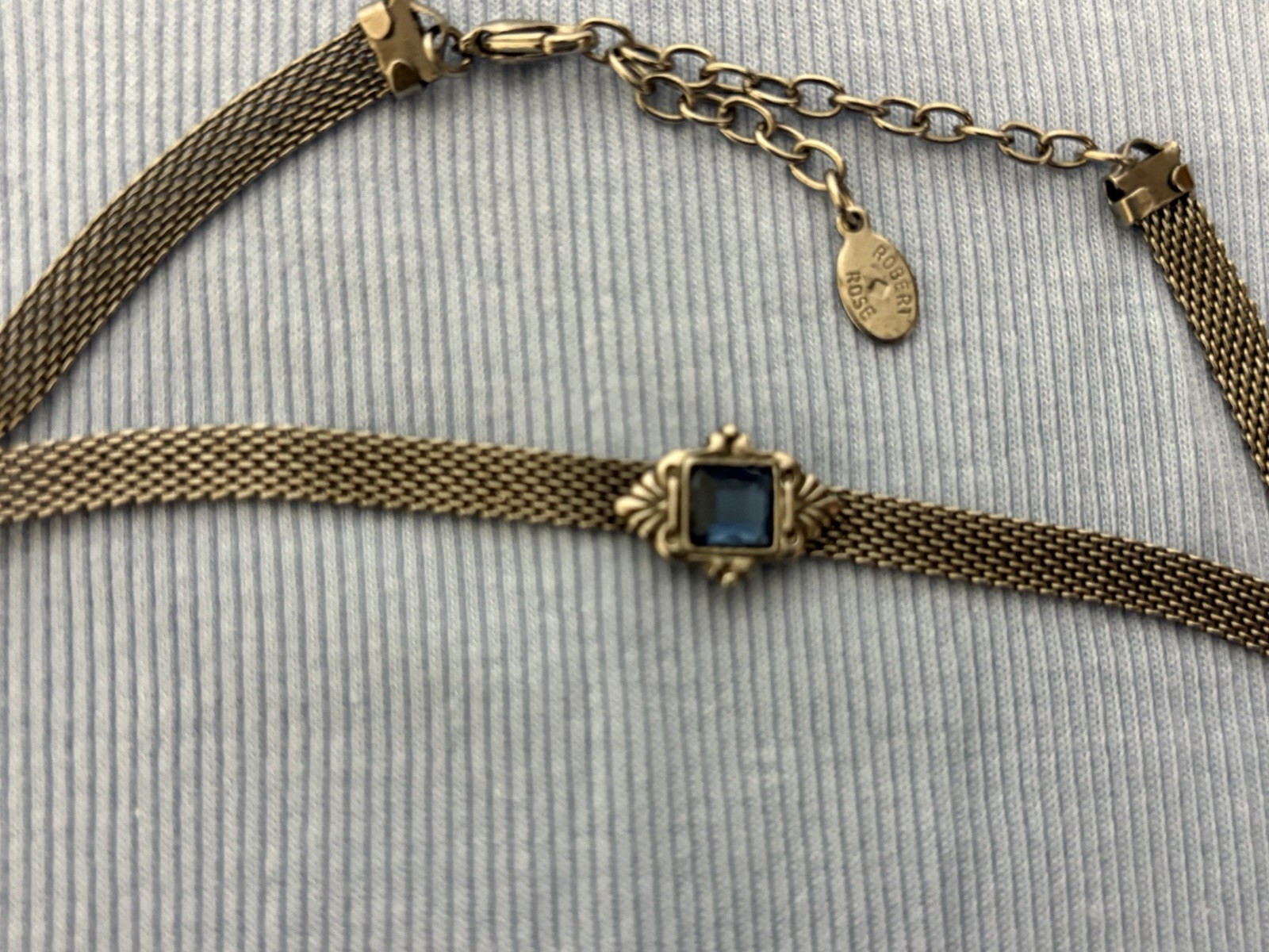 Gargantilla Vintage Robert Rose Malla con Cristal Azul