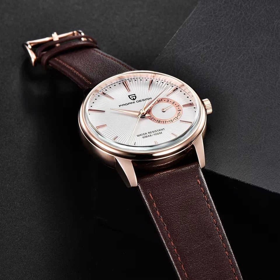 Pagani Design PD-1654 Rose-Gold Black Leather Automatic Men’s Watch