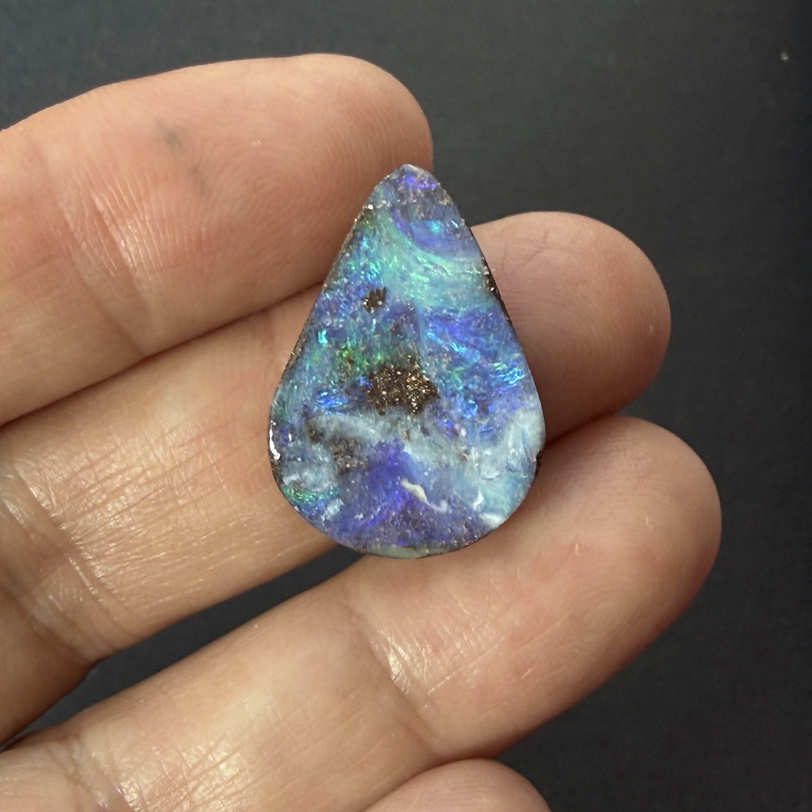 13.45ct 23.9x17x4.5mm Caribbean Blue Australian Boulder Opal Teardrop Cabochon