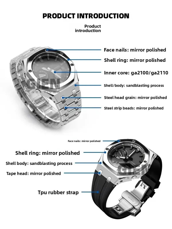 For Casio G-SHOCK Farm Oak GA2100/GA2110 Stainless Steel Case watch Strap Kit