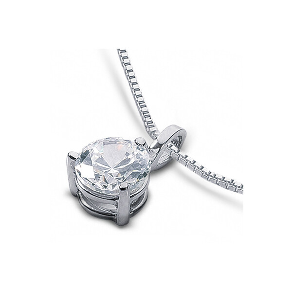 1.03ct G SI1 Round Natural Diamond 18k White Gold Classic Solitaire Pendant