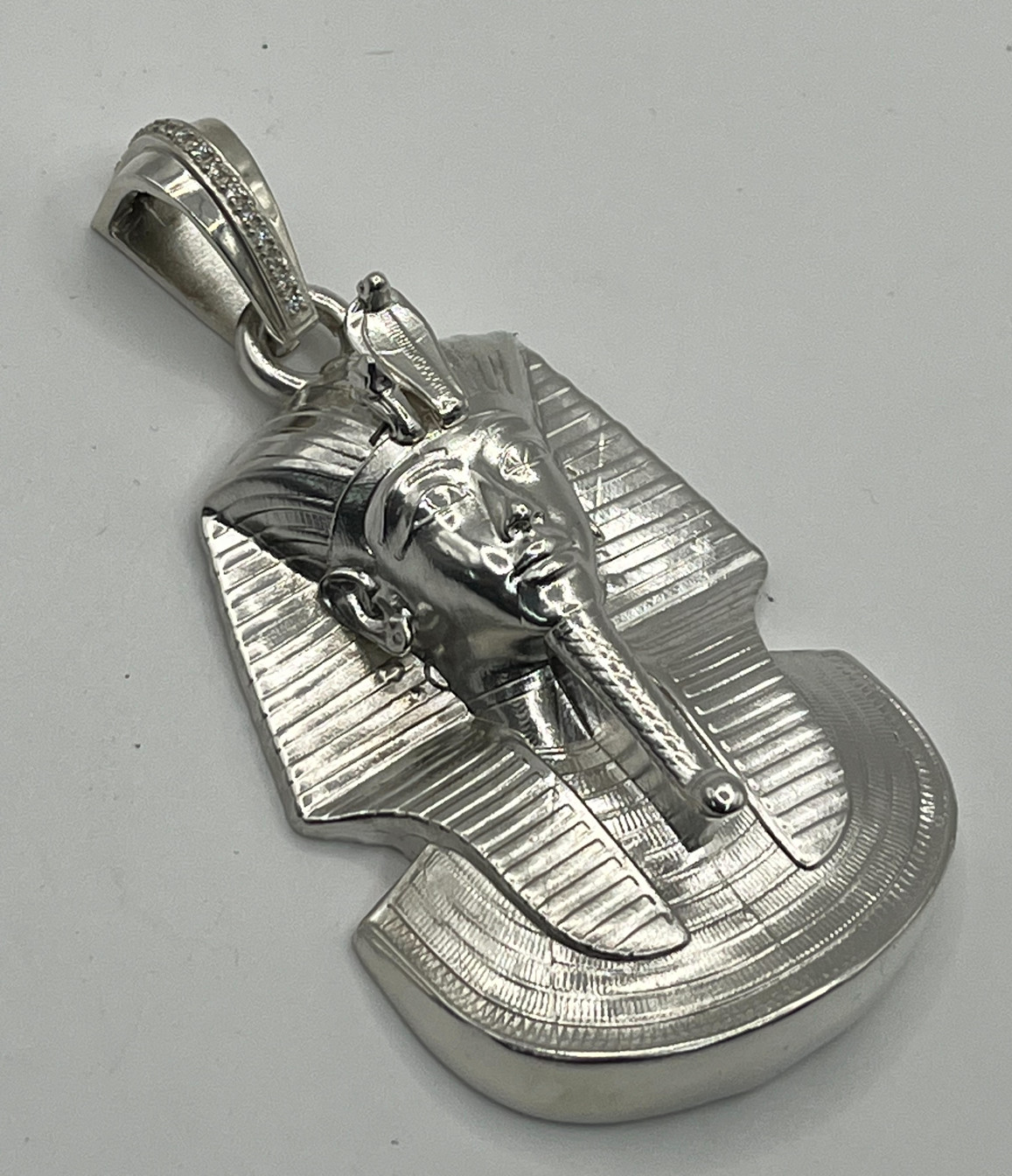 3.5″ Large Pharaoh Egypt King Tut Pendant Sterling Silver .925 62 grams