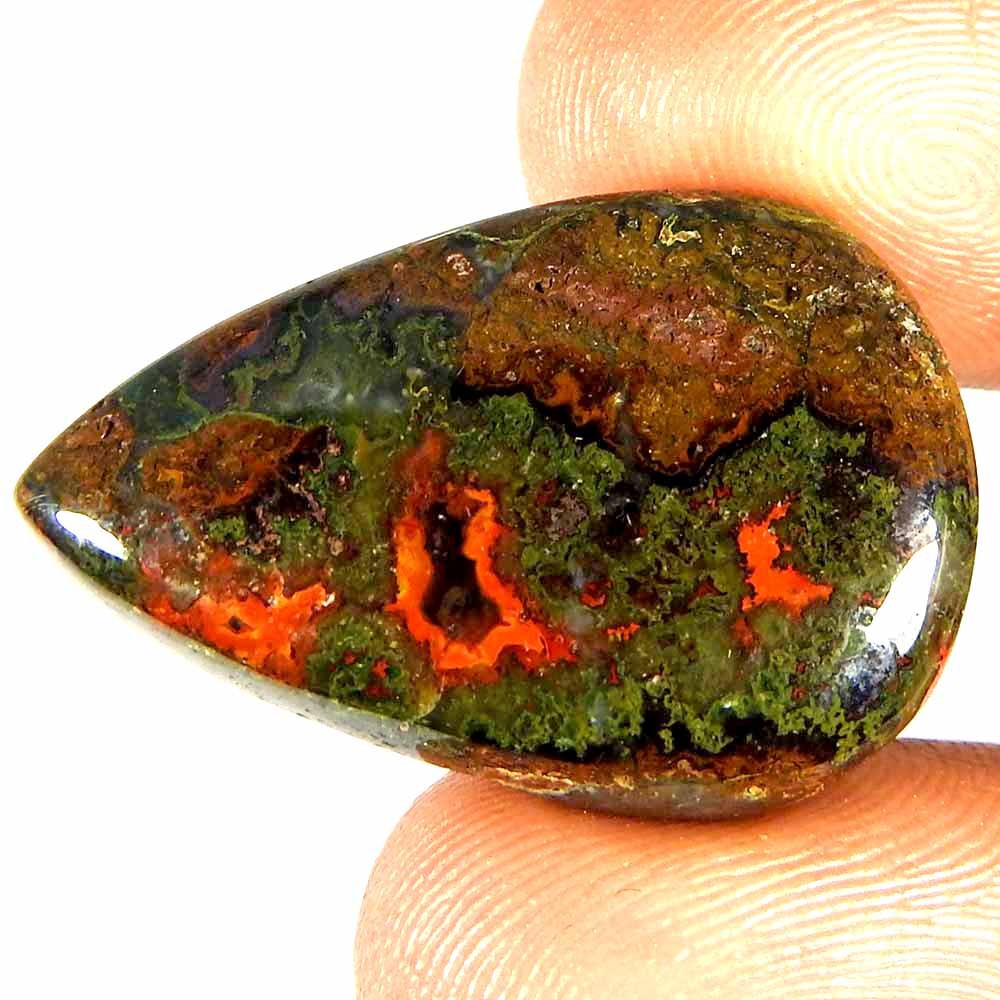 30.10 Ct Natural Morocco Seam Agate Pear Cabochon Loose Gemstone