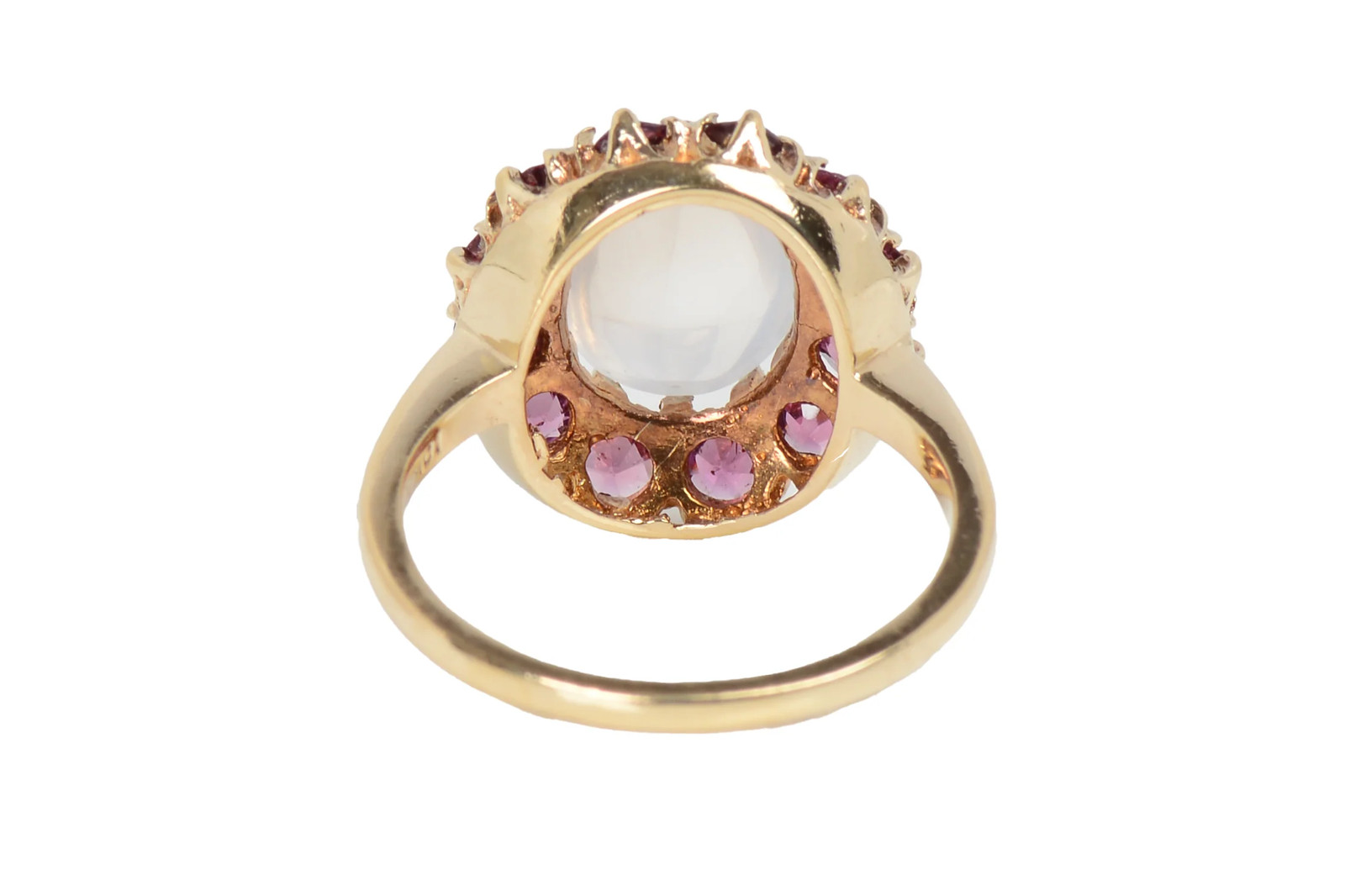 Vintage Blue Moonstone Pink Tourmaline Ring