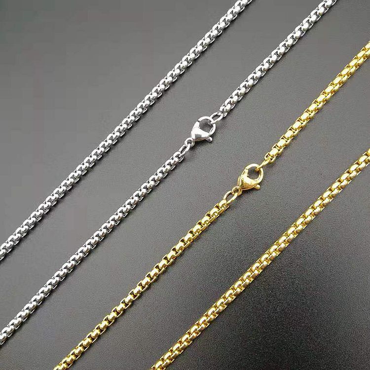 Pure Titanium 3mm Width Rolo Box Chain Anti-allergy Necklace Ultralight Unisex