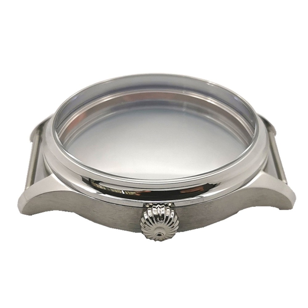 Silver 44mm Stainless Steel Watch Case For ETA6497/6498 Movement Accessory