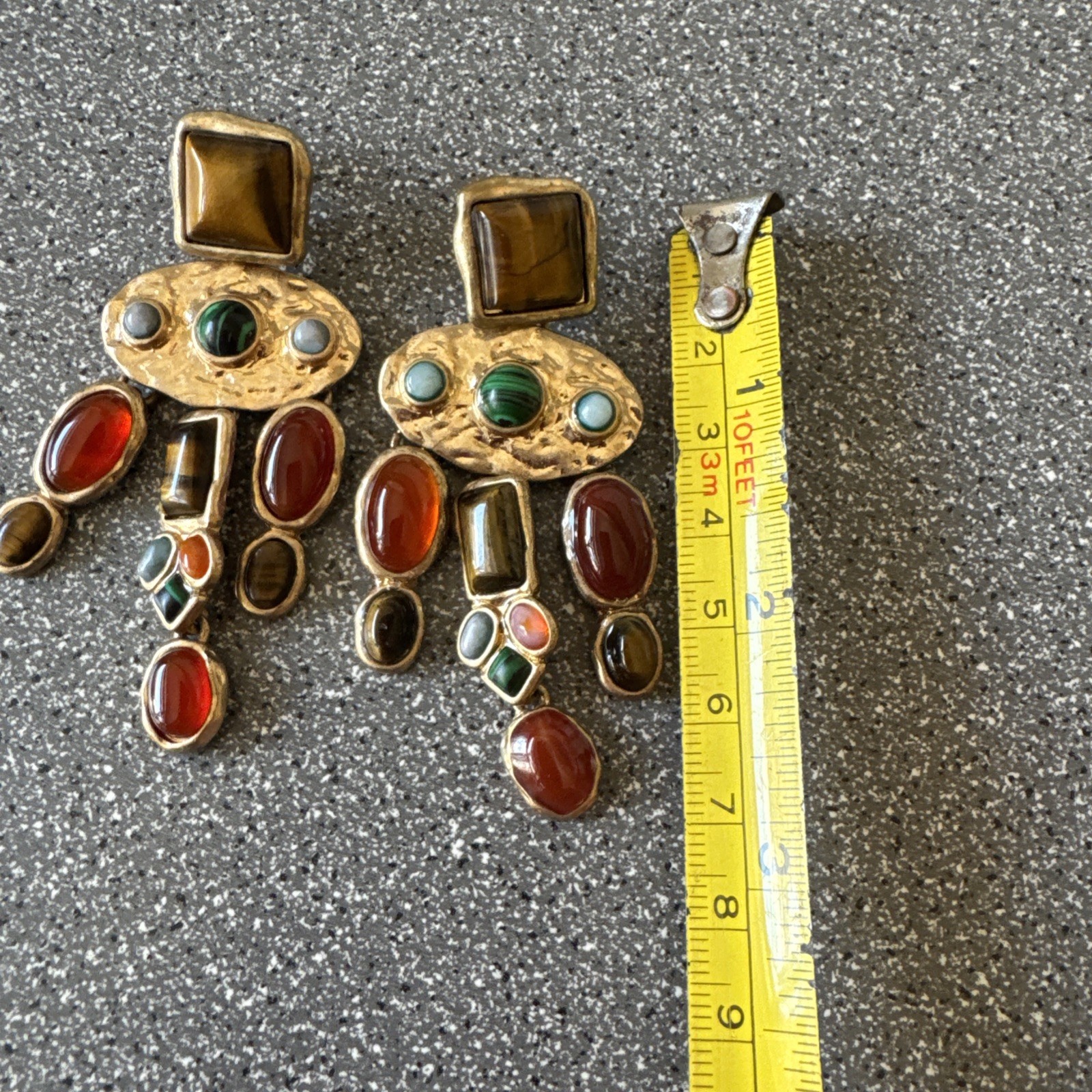 Zara Gold Hammered Brown Orange multicoloured Chandelier Earrings