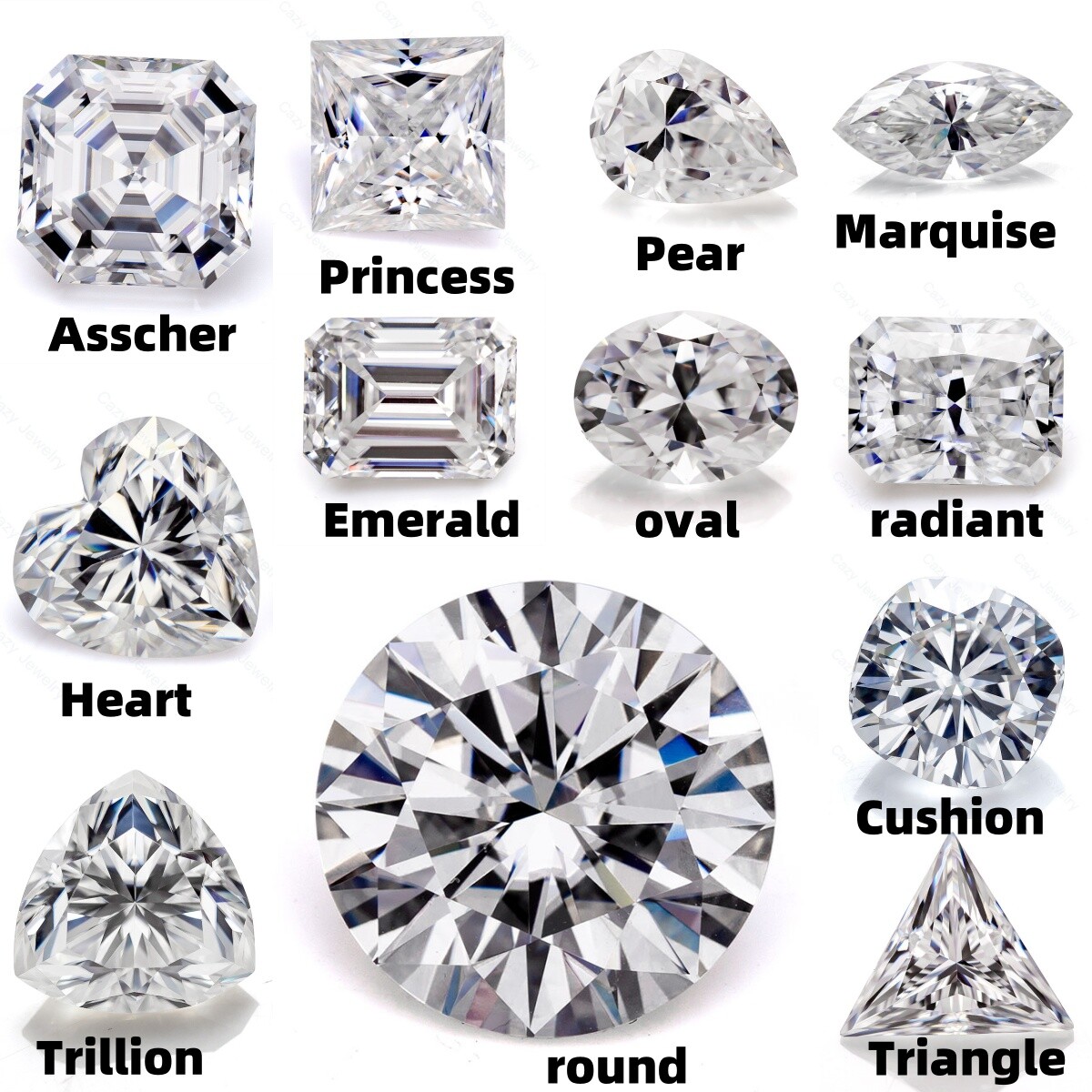 High Quality 0.3-10ct D Color VVS1 GRA Certified Multi-shape Moissanite Loose