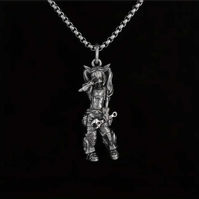 Mechanic Girl Jewelry Vintage Silver Sexy Goddess Standing Pendant Necklace