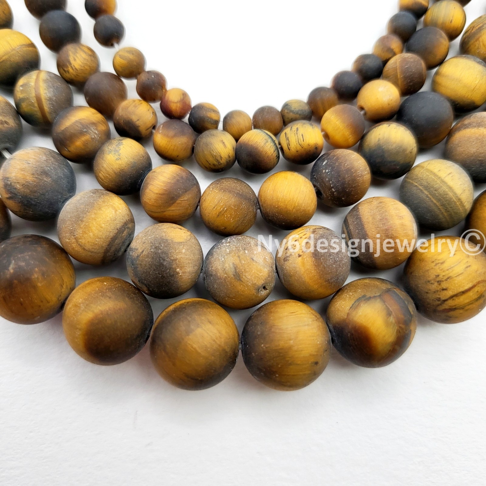 Natural Tiger’s eye Matte Round Spacer Loose Bead 15″ 4,6,8,10,12mm Frosted Bead