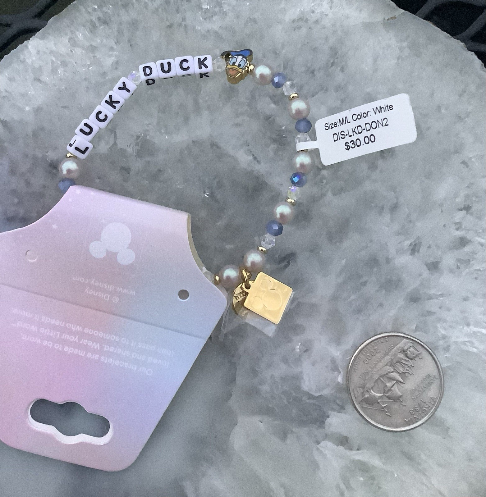 Little Words Project Disney “LUCKY DUCK” Mickey Mouse & Friends Bracelet M/L NWT