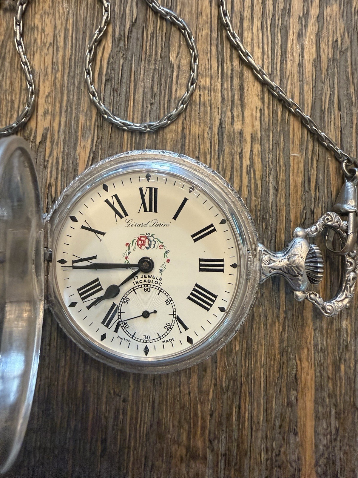 Vintage Gérard Pasini Swiss 17J Incabloc Cortebert Pocket Watch Runs