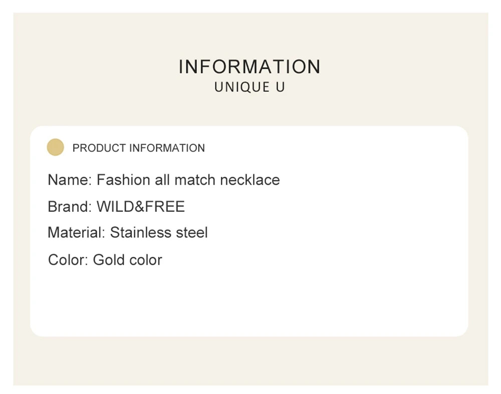 Classic Gold Stainless Steel Necklaces Simple DIY Basic Chains Jewelry