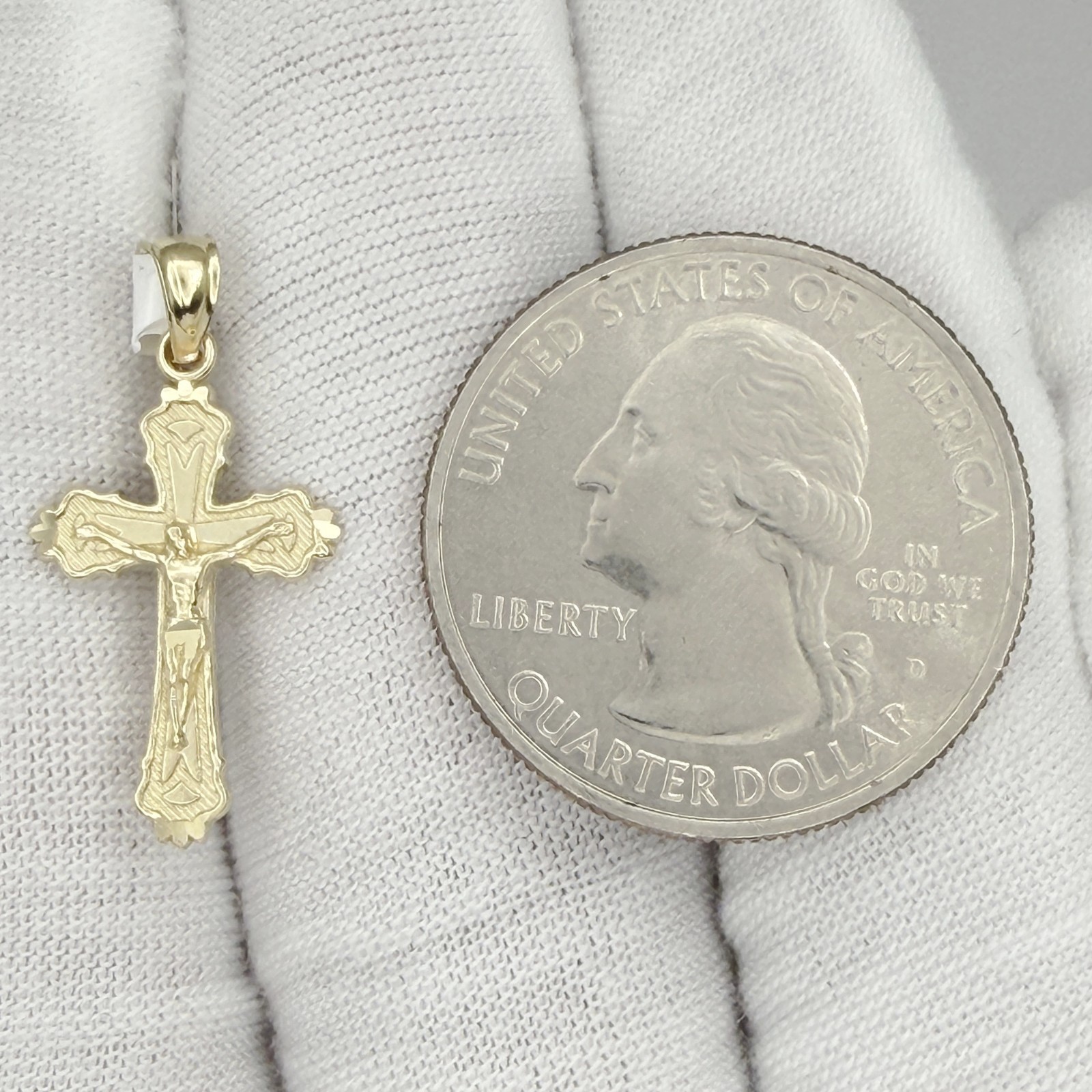 10k Yellow Gold Crucifix Cross Religious Charm Pendant Jewelry Gift For Her