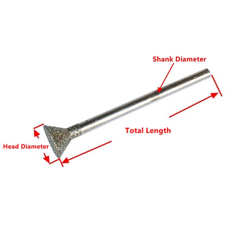 30Pcs 0.5-6mm Inverted Conical Diamond Grinding Bits Lapidary Carving Burrs Gems