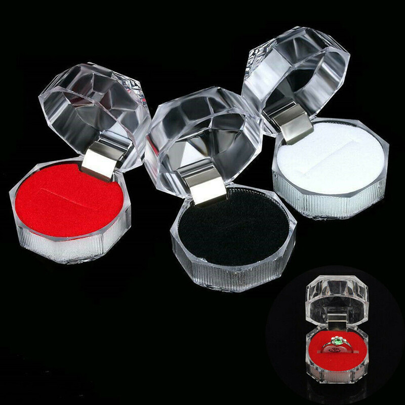 Wholesale 1/5/10/20Pcs Plastic Clear Crystal Jewelry Ring Display Storage Boxes